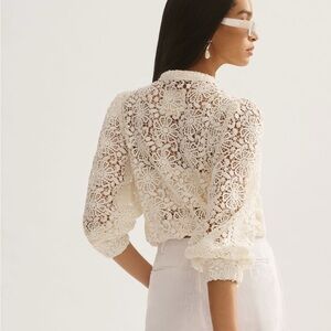 By Anthropologie Lace Bomber Jacket